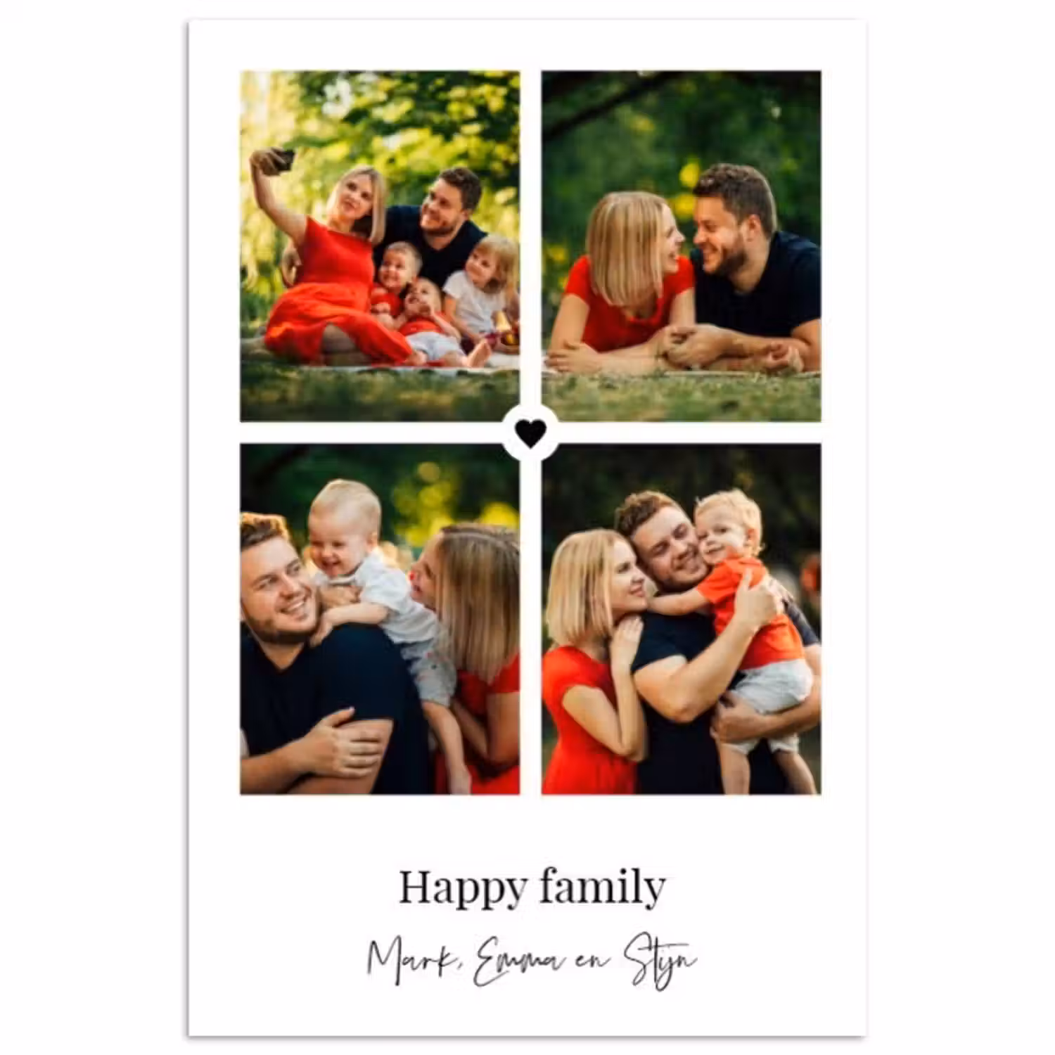Gepersonaliseerde poster - Happy Family - Collage - 4 Foto's