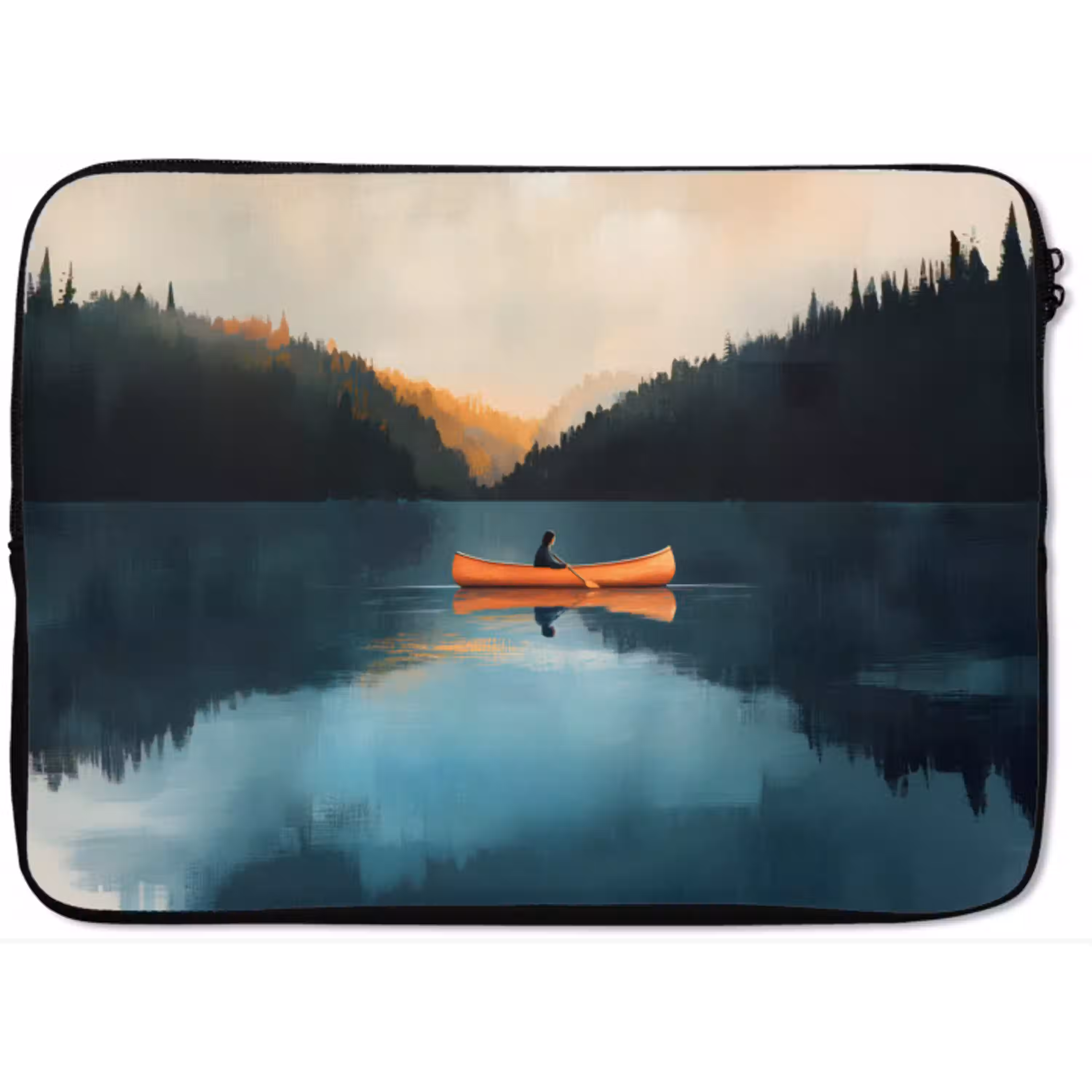 Bossen - Meer - Kano - Oranje laptophoes neopreen klein -zkaufland3dotto