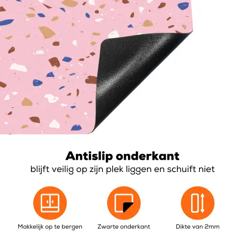 Terrazzo -  Patroon - Kleurrijk - Roze Inductie beschermer vinyl 3mm klein 276 -zzzzzzz-td-onderkant