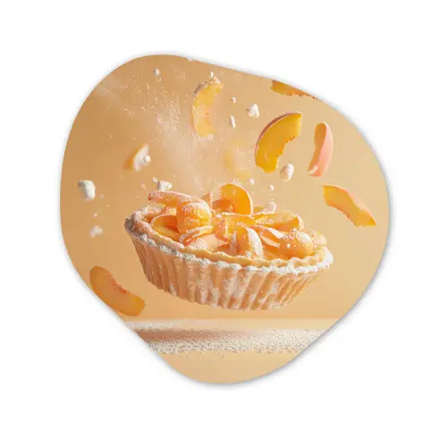Peach - Eten - Taart - Oranje Wandcirkel Organisch Plexiglas middel -3d
