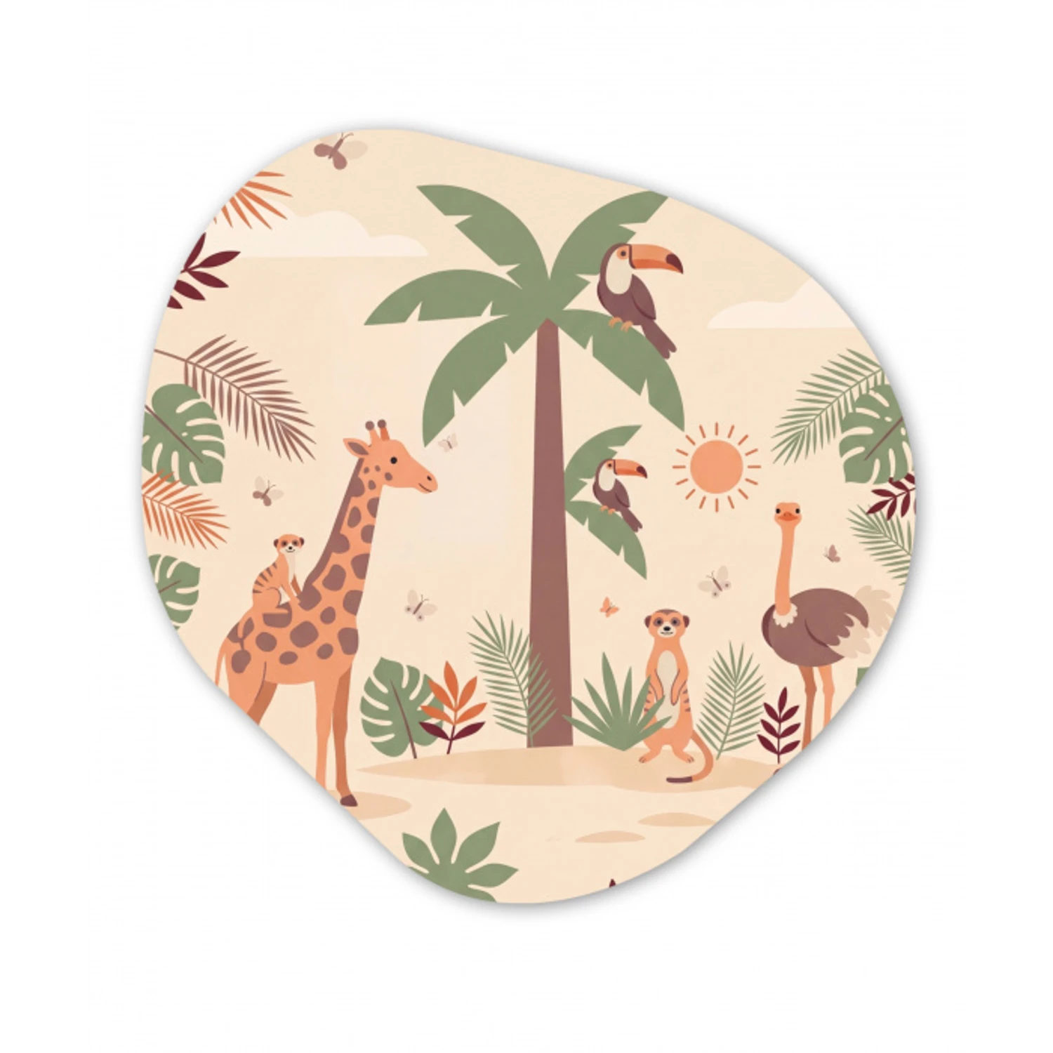 Dieren - Tropisch - Safari - Kleurrijk Wandcirkel Organisch Forex 3mm klein -3d