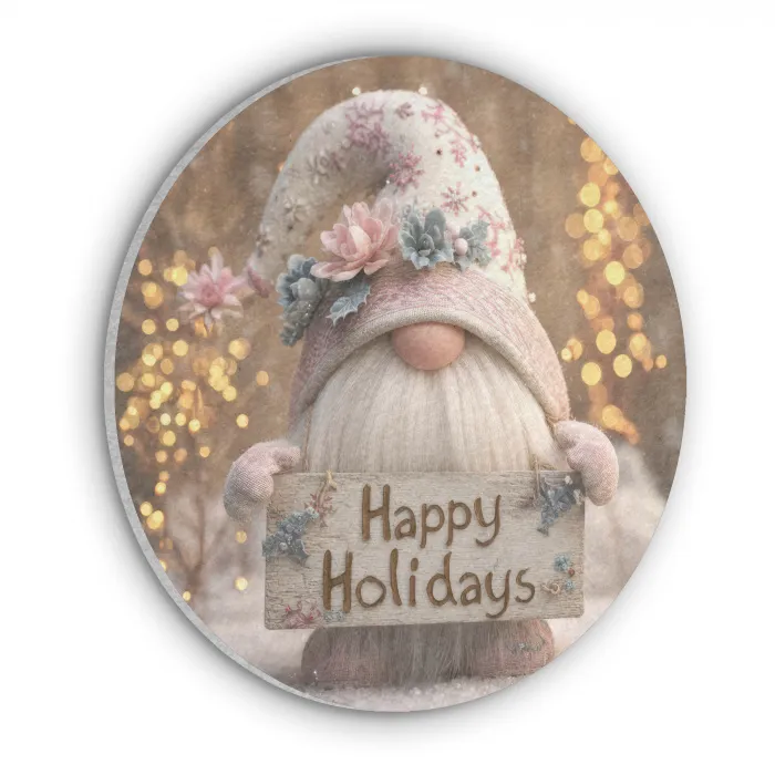 Kerst - Gnome - Bord - Kleurrijk Akoestische PET Vilt - Rond klein -3d