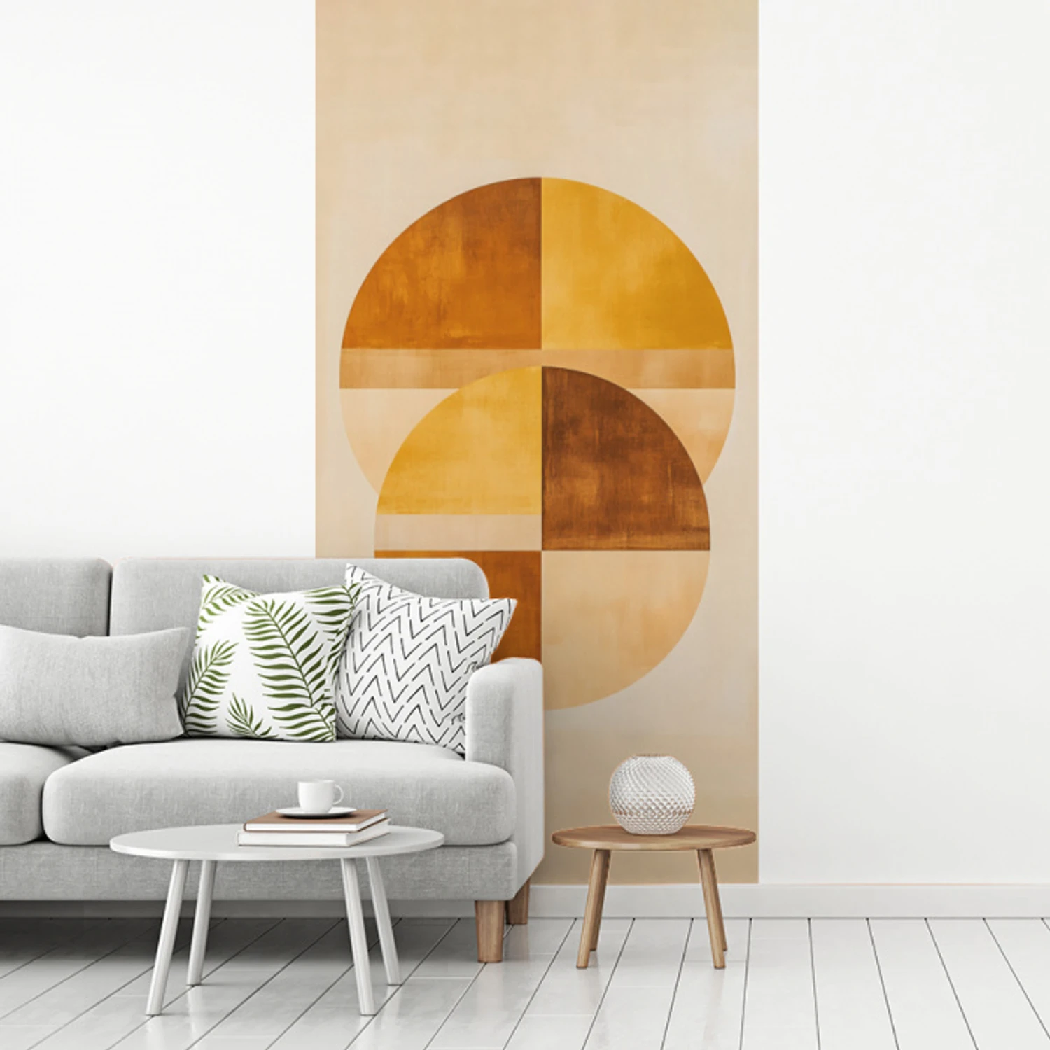 Cirkels - Geel - Minimalistisch fotobehang vinyl groot -woonkamer