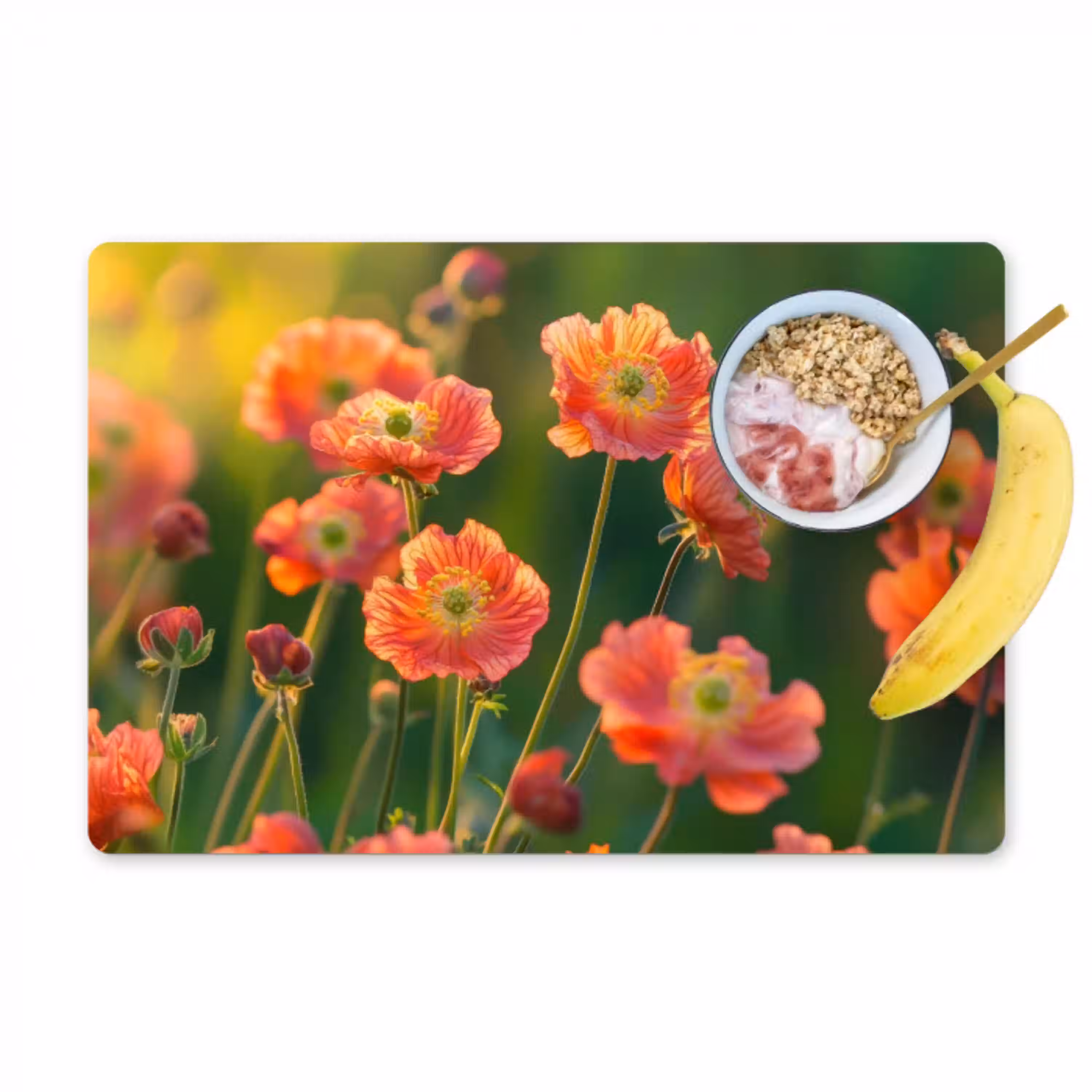 Bloemenveld - Zonnestralen - Oranje Placemat vinyl groot -zzzproduct_Kitchenyeah-website