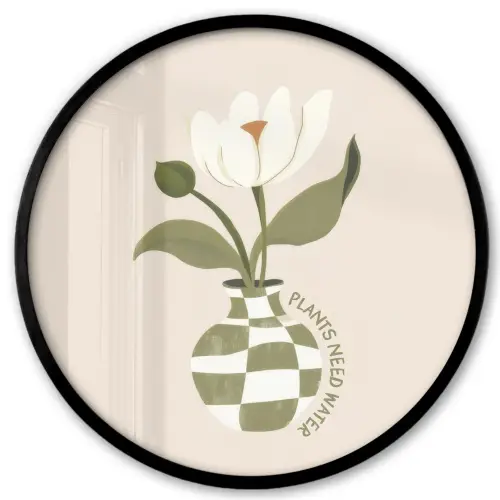 Bloem - Wit - Vaas - Quote Fotolijst rond zonder passe partout klein -3d