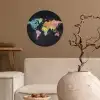 Wereldkaart - Krijtstrepen - Regenboog Wandcirkel behangsticker klein -sfeer1