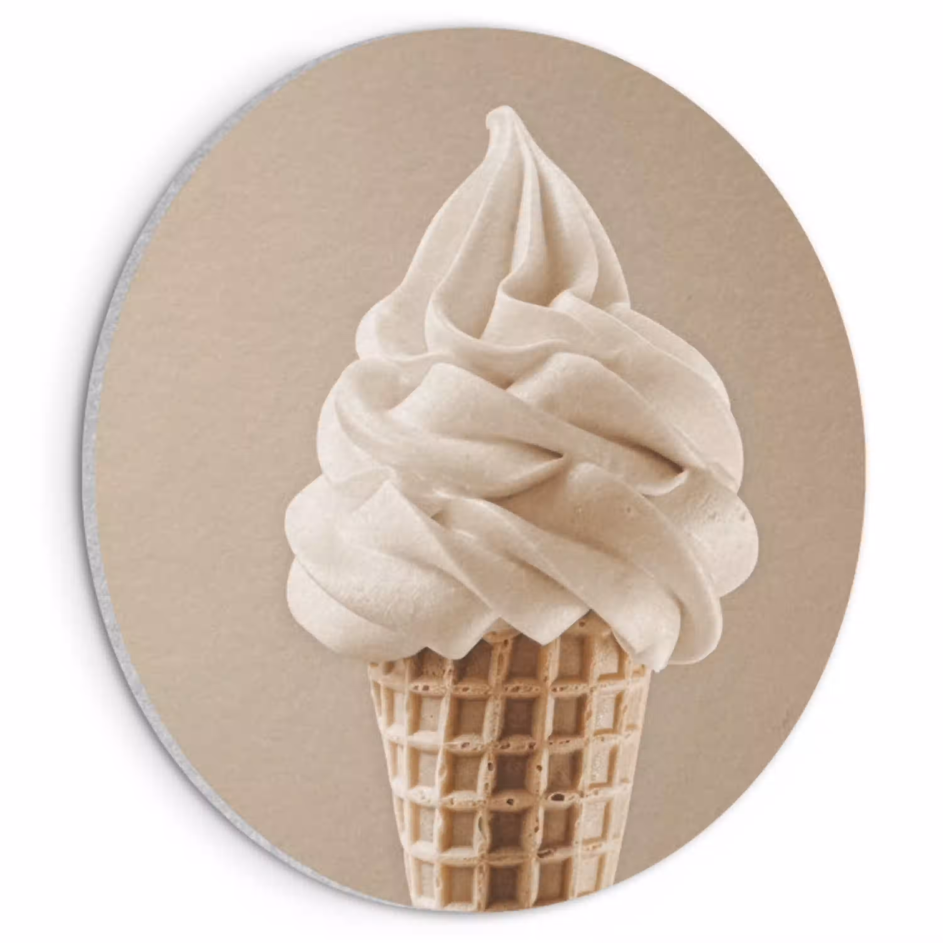 IJs - Softijs - Romig - Hoorntje - Beige Akoestische PET Vilt - Rond klein -3d