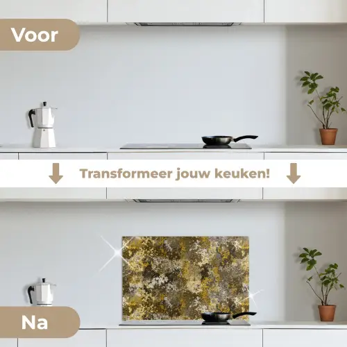 Vlekken - Zwart - Geel - Roest keuken achterwand spatscherm klein 900 -voor_na_NL