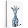 Giraffe - Delfts blauw - Dieren - Minimalistisch Tuinposter op houten frame 2 cm dik klein -3d