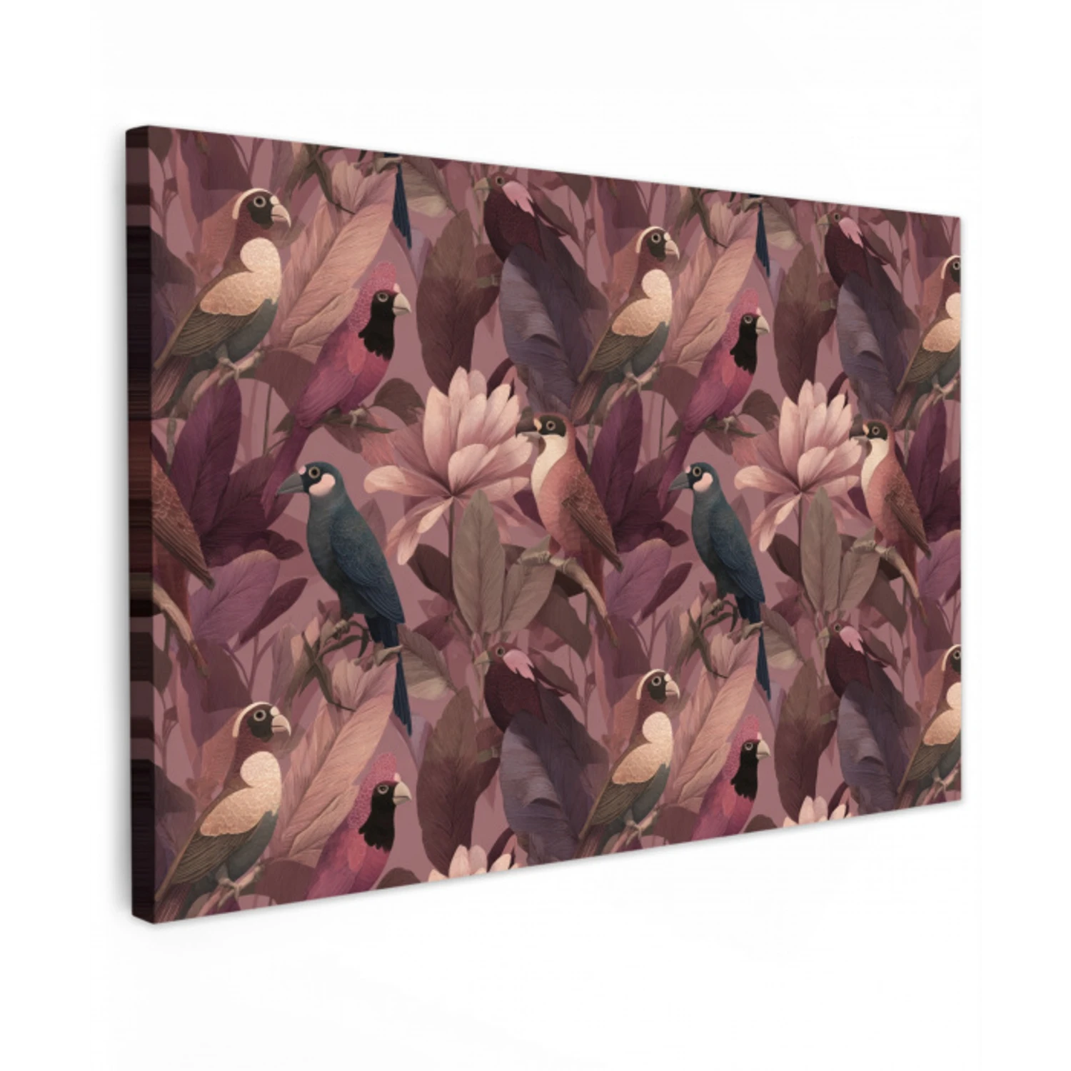 Vogels - Bladeren - Roze canvas 2cm klein 34 -z3d