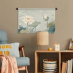 Lotus - Bloemen - Groen Wandkleed katoen klein -wsfeer4_kind