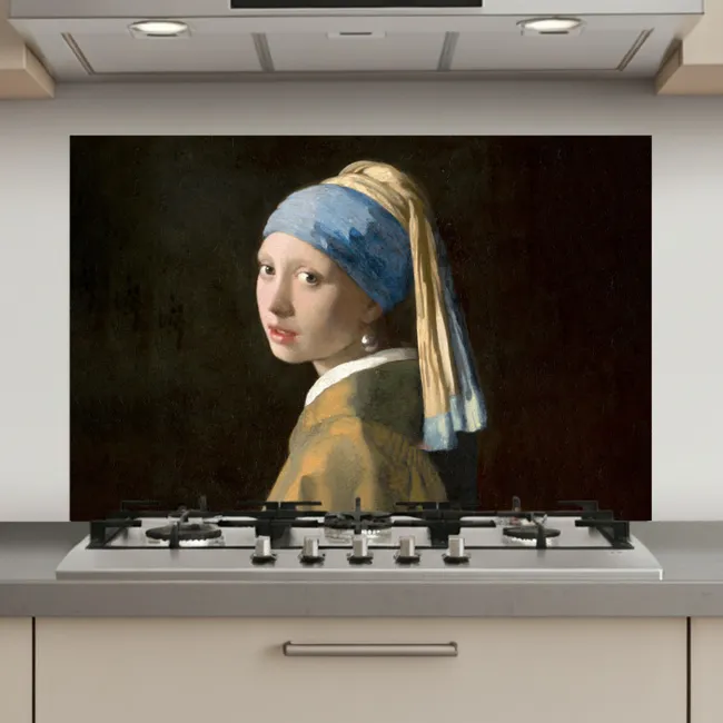 Meisje met de parel - Schilderij - Oude meesters - Vermeer keuken achterwand spatscherm klein -3d_website