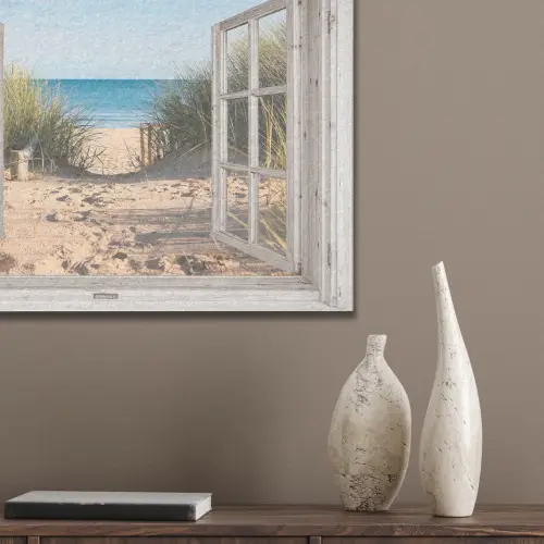 Doorkijk - Strand - Zee - Duinen - Zand - Water - Helmgras PET vilt klein -sfeer6_closeup