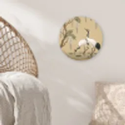 Kraanvogels - Water - Beige Wandcirkel kunststof plaat 5mm dik klein -sfeer5