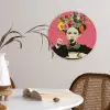 Meisje - Kopje - Bloemen - Roze Wandcirkel kunststof plaat 5mm dik klein -sfeer4