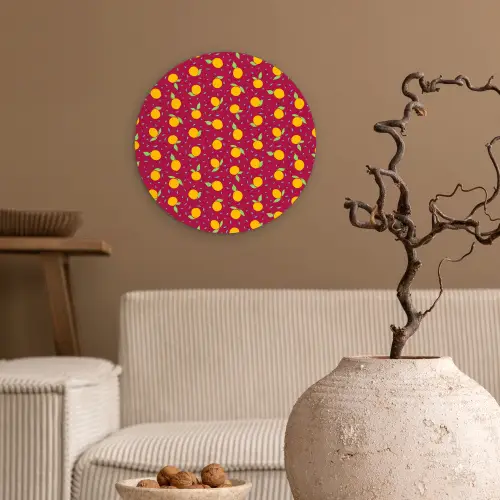 Rood - Donker - Felle - Sinasappels Wandcirkel plexiglas klein 852 -sfeer1