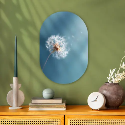Paardenbloem - Wind - Blauw Wandcirkel Ovaal Forex klein -sfeer2