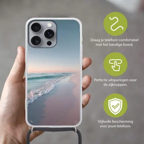 Kustlijn - Pastel - water Hoesje iPhone 16 Pro Max met koord klein -sfeer2_NL