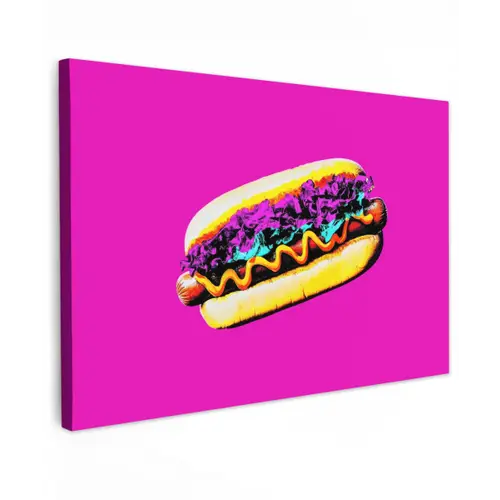 Hotdog - Roze - Retro canvas 2cm klein -z3d