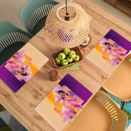 Abstract - Portret - Vrouw - Kleurrijk Placemat vinyl groot -zzsfeer5_Kitchenyeah-website