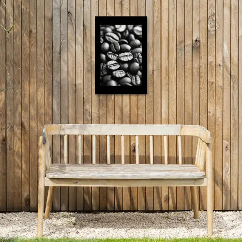 Koffiebonen - Zwart - Vintage Tuinposter op houten frame 2 cm dik klein -sfeer4