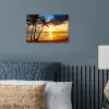 Strand - Horizon - Zonsondergang - Palmboom - Zee poster papier klein -sfeer2