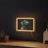 Hond - Zwart - Bloemen Light Box met kabel (Wandlamp) klein -sfeer1