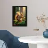 Eekhoorn - Nootje - Gras fotolijst zwart zonder passe partout klein -sfeer4