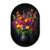 Felgekleurd - Bloemen - Vaas Wandcirkel Ovaal Glas middel -3d