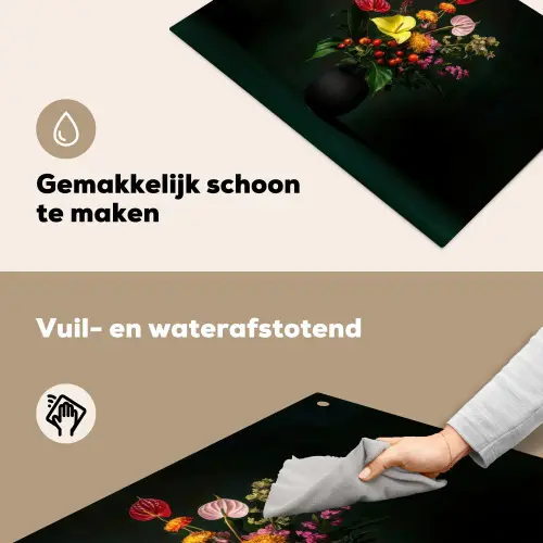 Bloemen - Vaas - Zwart Inductie beschemer met haakjes klein -ky-schoon-nl
