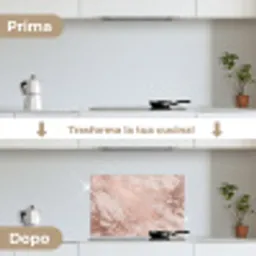 Marmer - Roze - Luxe - Marmerlook - Glitter - Design keuken achterwand spatscherm klein -voor_na_IT