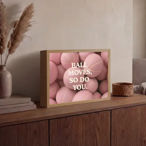 Basketballen - Roze - Quote - Sportief Light Box met batterij (Wandlamp) middel -sfeer2