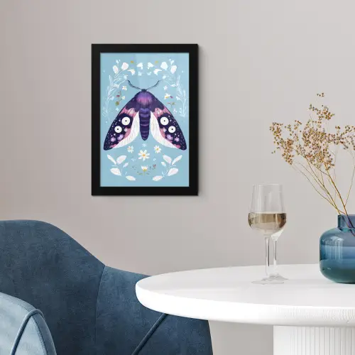 Bladeren - Wit - Vlinder - Insect fotolijst zwart zonder passe partout klein -sfeer4