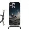 Maan - Kat - Astronaut - Ruimte Hoesje iPhone 16 Pro Max met koord klein -3d