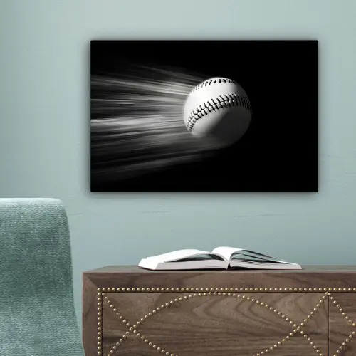 Honkbal - Wit - Vliegt canvas 2cm klein -sfeer4