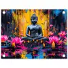 Buddha - Bloemen - Kaarsen - Geel tuinposter los doek klein -3d