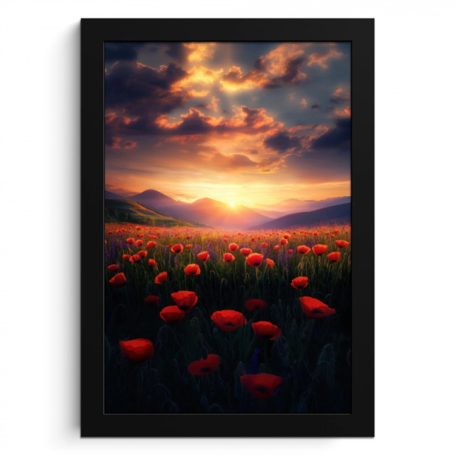 Landschap - Zonsondergang - Bloemenveld KitchenYeah - Keuken - Fotolijst klein -3d