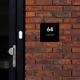 Zwart vlak - Modern Naambord Vierkant klein -sfeer1-XS