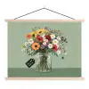 Bloemen - Vaas - Kaartje textielposter latten blank klein -3d