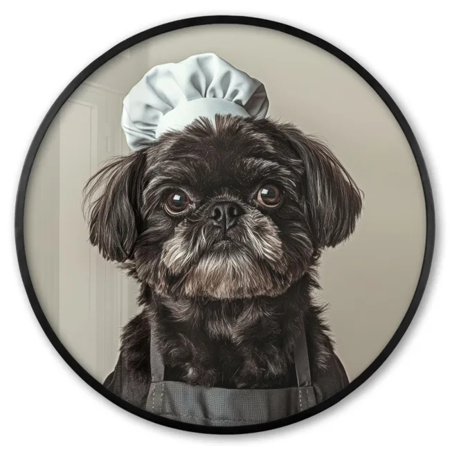 Photo Frame Round - Chef's Clothing - Black - Dog