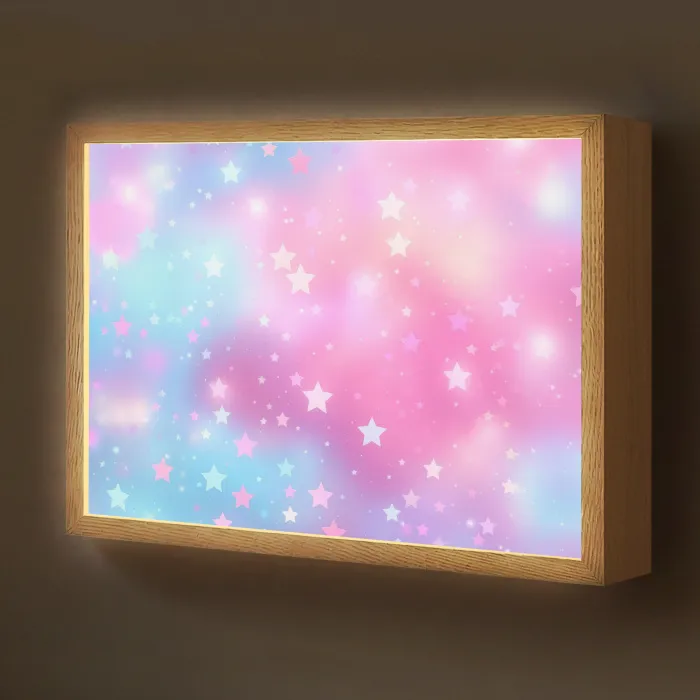Sterren - Roze - Blauw Light Box met batterij (Wandlamp kind) middel -z3d_website