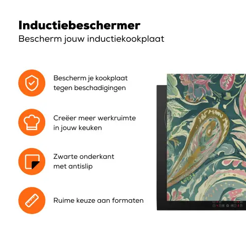 Patroon - Kleurrijk - Sierlijk - Groen Inductie beschermer vinyl 3mm klein -zzzzzzz-td-ups