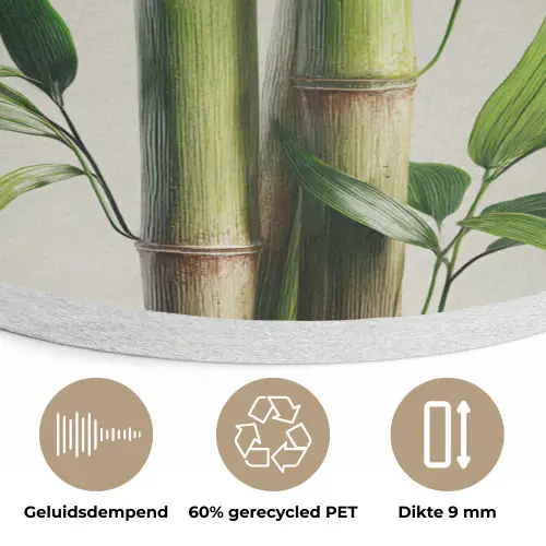 Bamboestengels - Sierlijk - Groen Akoestische PET Vilt - Rond klein -closeup_NL
