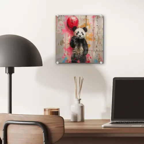 Graffiti - Panda - Ballon - Street art - Banksy plexiglas 5mm klein -sfeer6
