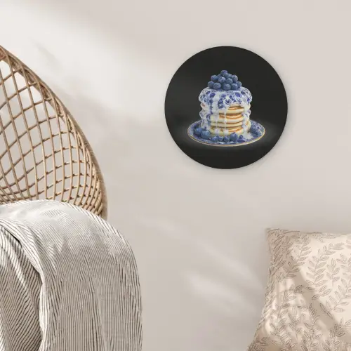 Pannenkoeken - Blauwe Bessen - Bord Akoestische PET Vilt - Rond klein -sfeer4