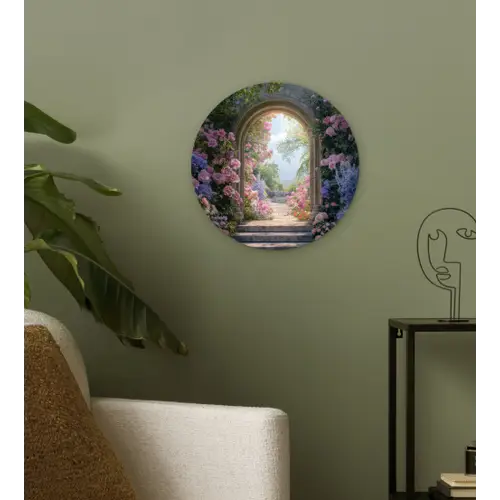 Doorkijk - Rozen - Vintage - Bloemen Wandcirkel kunststof plaat 5mm dik klein -sfeer3