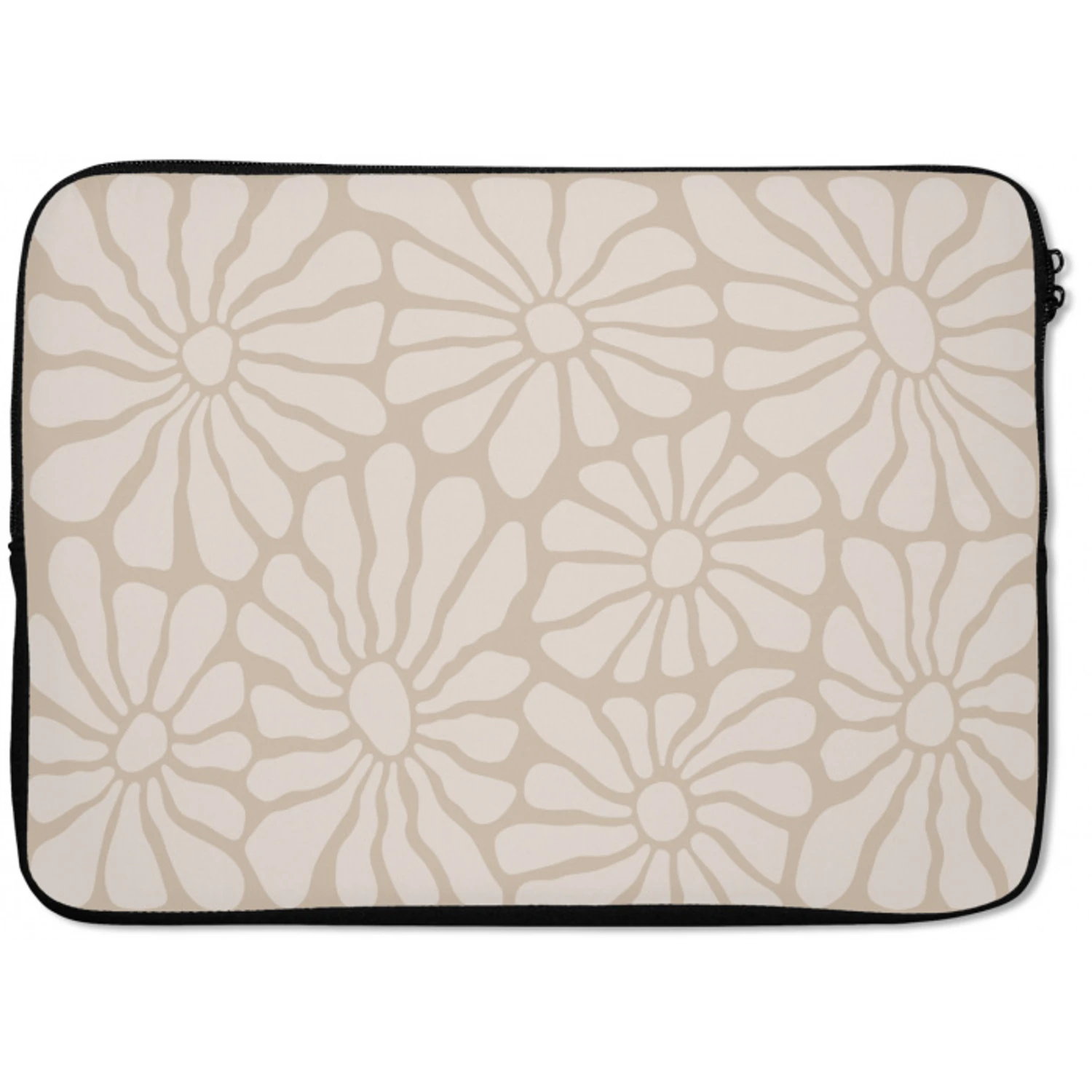 Bloemen - Print - Beige - Bruin - Minimalistisch laptophoes neopreen klein -zkaufland3dotto