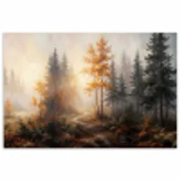 Bospad - Herfstbladeren - Natuur - Schilderachtig - Oranje poster papier klein -3d