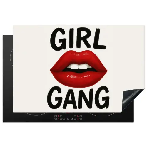 Lip - Girl - Rood - Letters Inductie beschermer vinyl 3mm klein -3d