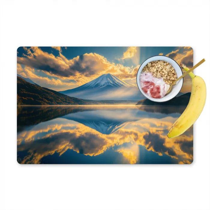 Berg - Rivier - Zonsondergang Placemat vinyl groot -zzzproduct_Kitchenyeah-website